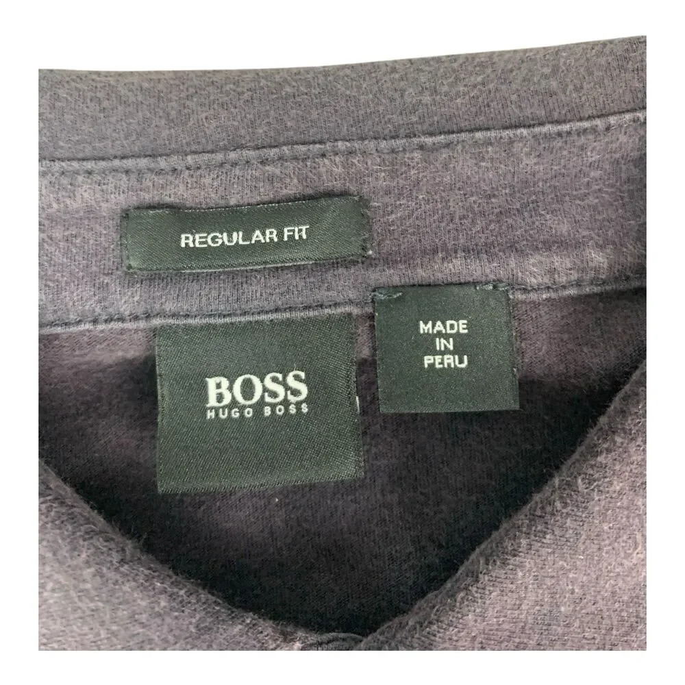 Hugo Boss Men’s Polo Shirt Purple Striped Regular Fit Size Small